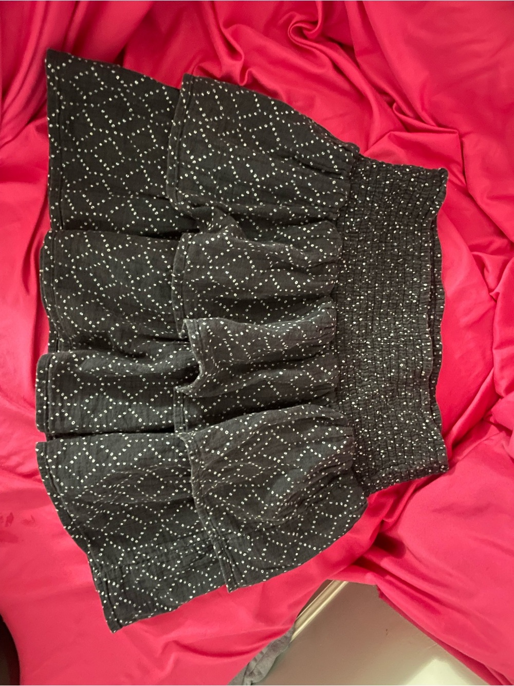 Universal Thread Black Tiered Mini Skirt with White Dot Pattern
